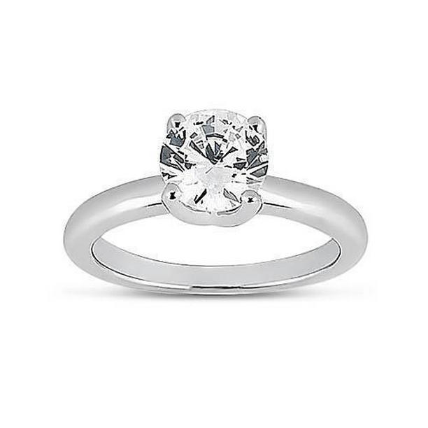 Solitaire 0.75 CT Diamond Engagement Ring, 14K White Gold - Size 6.5