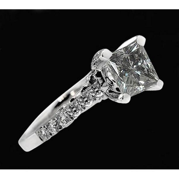 Picture of Harry Chad Enterprises 2726 3 CT Diamond Princess Cut Ring with Accents&#44; 14K White Gold - Size 6.5