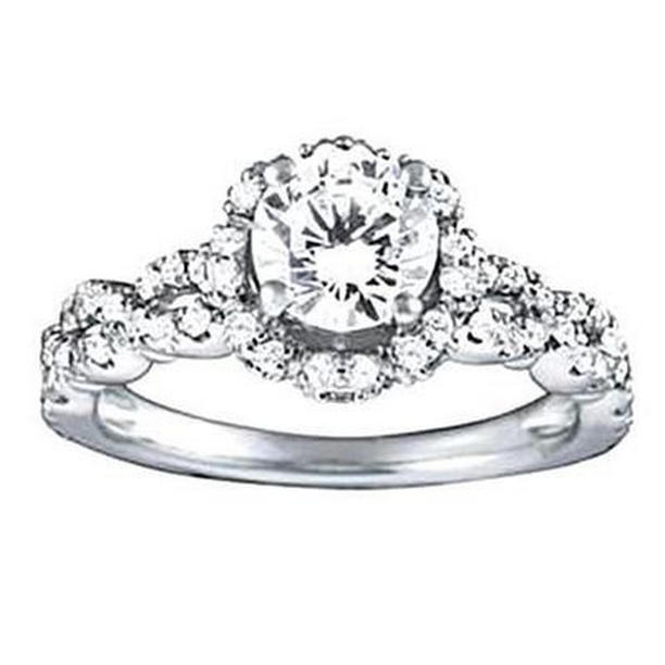 Picture of Harry Chad Enterprises 27288 1.60 CT Diamond Solitaire Ring with Accents&#44; 14K White Gold - Size 6.5