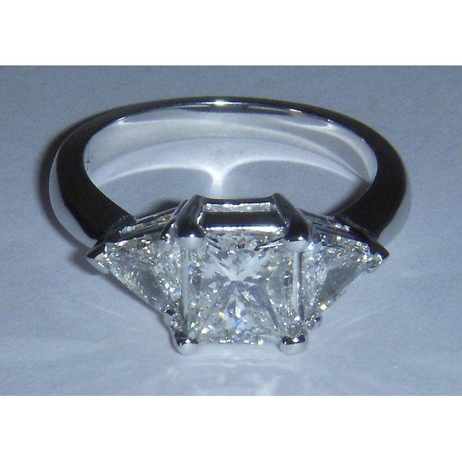 Picture of Harry Chad Enterprises 27420 Princess & Trilliant Cut 1.61 CT Three Stone Diamond Ring&#44; Size 6.5