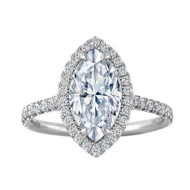 27518 Marquise Cut with Halo 1.94 CT 14K White Gold Diamond Ring, Size 6.5