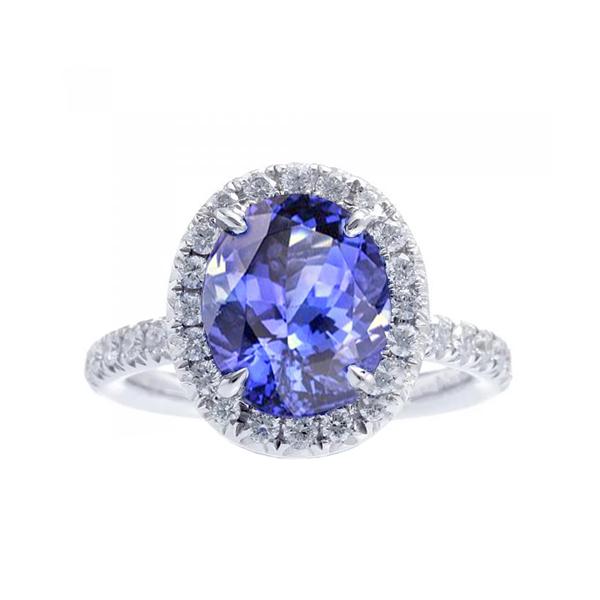 Picture of Harry Chad Enterprises 27567 7.75 CT Gold Jewelry Oval Tanzanite with Halo Diamond Ring&#44; Size 6.5