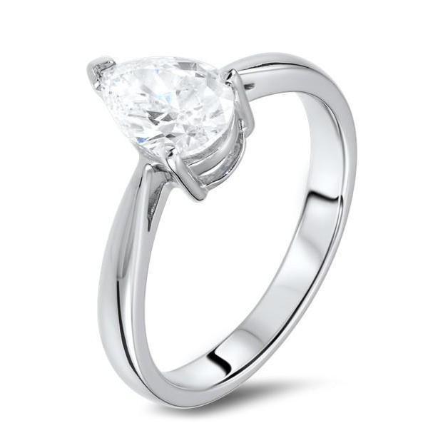 Picture of Harry Chad Enterprises 27658 Pear Cut Solitaire 1.90 CT Diamond Ring&#44; 14K White Gold - Size 6.5