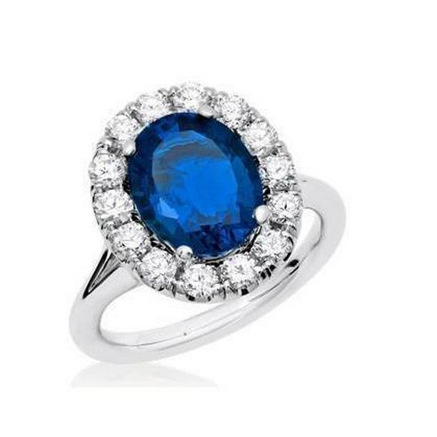 Picture of Harry Chad Enterprises 38059 3.40 CT Sri Lankan Sapphire & Diamonds Engagement Ring&#44; Size 6.5