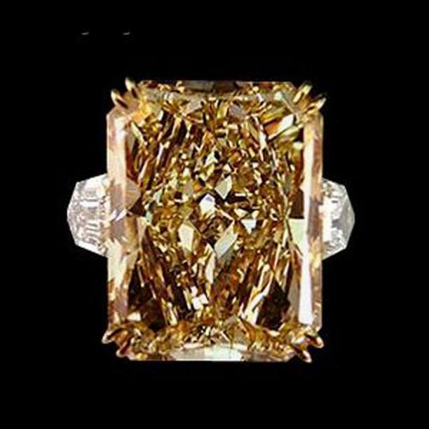 Picture of Harry Chad Enterprises 3819 4.40 CT Radiant Champagne Diamond Ring&#44; 14K Yellow Gold - Size 6.5