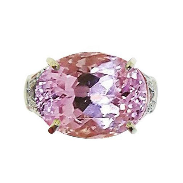 Picture of Harry Chad Enterprises 38211 Big 37 CT Solitaire Pink Kunzite Ring&#44; 14K Yellow Gold - Size 6.5