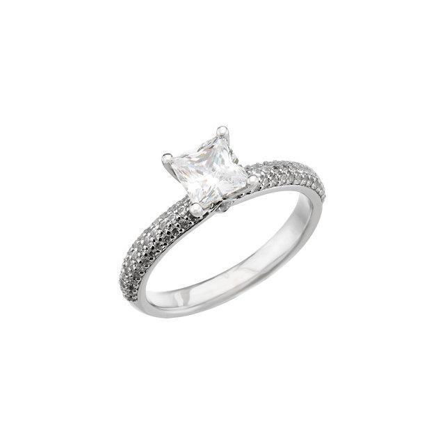 38267 1.75 CT White Gold Diamond Accented Engagement Ring, Size 6.5