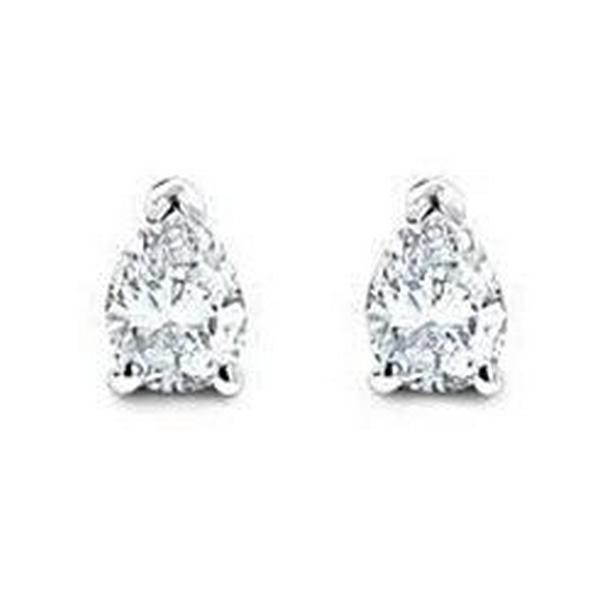 40959 1 CT Pear Cut Diamond Stud Earring, 14K White Gold