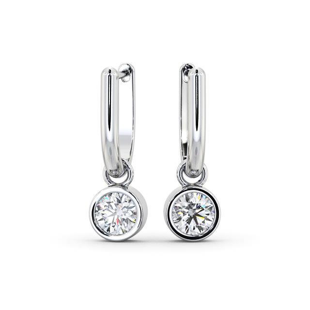 1 CT Round Diamond Womens Drop Down Bezel Earrings