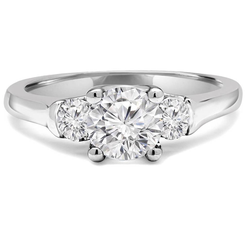 41046 1.50 CT Round Diamond 3 Stone Anniversary Ring, 14K White Gold - Size 6.5