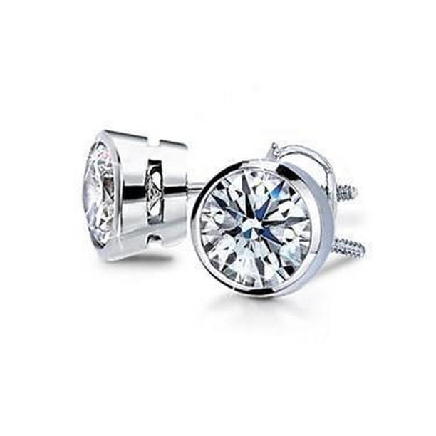 1 CT Round Bezel Set Diamond Stud Earring