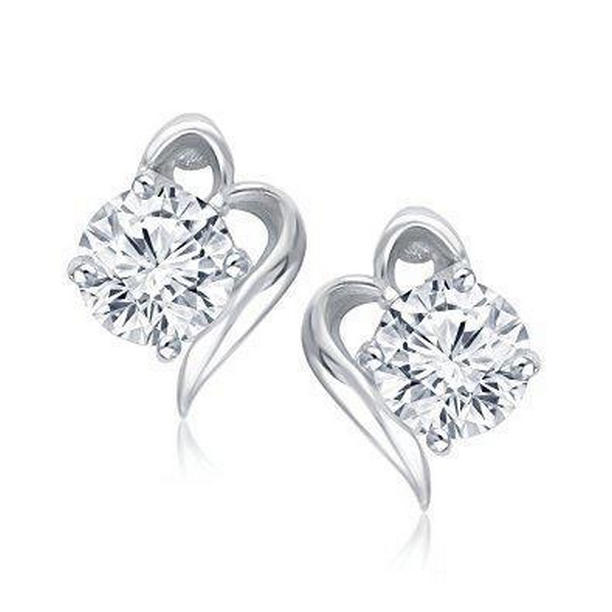 41060 Round Cut 1 CT Solitaire Diamond Stud Earring