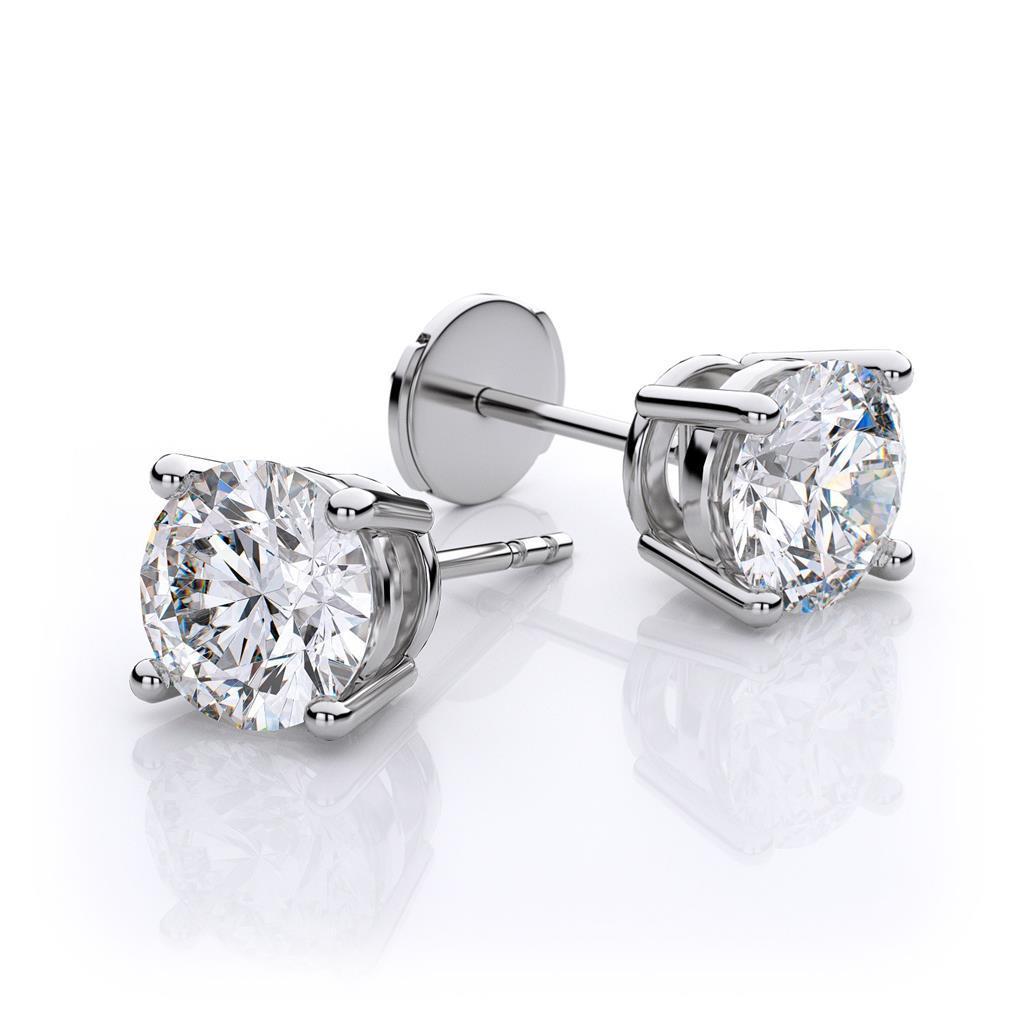 41981 1 CT Round 4 Prong Set Diamond Stud Earring, 14K White Gold