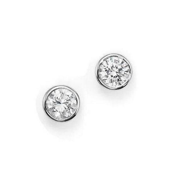 42000 0.60 CT Round Diamond Stud Earring, 14K White Gold