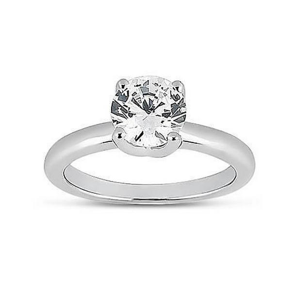 42003 1 CT Round Diamond Solitaire Engagement Ring, 14K White Gold - Size 6.5