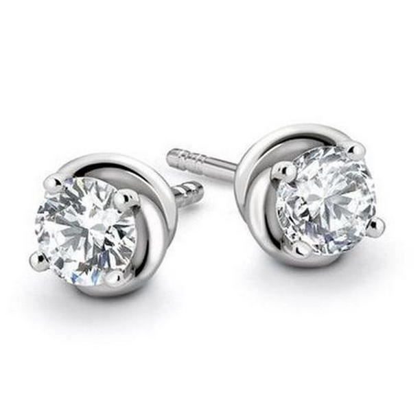 42021 1 CT Prong Set Round Solitaire Diamond 14K White Gold Stud Earring