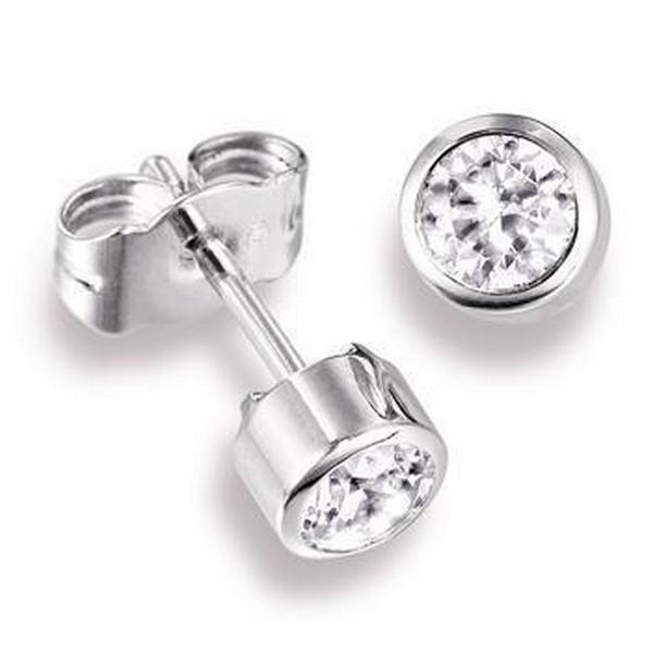 42031 13 CT Bezel Set Round Cut Stud Diamond Earring