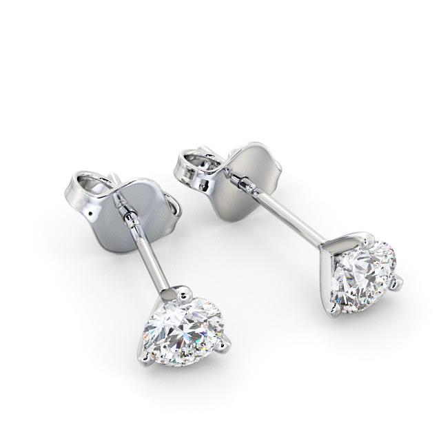 42037 1.35 CT Round Diamond Stud Womens Earring, 14K White Gold