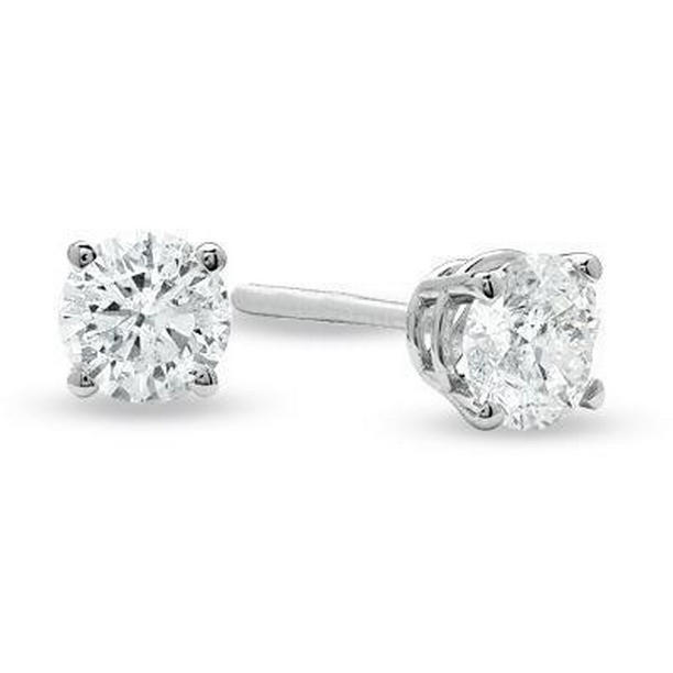 42040 0.70 CT Round Cut Diamond Womens Four Prong Setting Stud Earring
