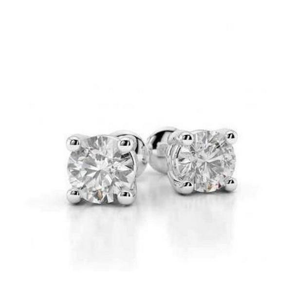 42043 0.80 CT Prong Set Round Diamond Stud Earring, 14K White Gold