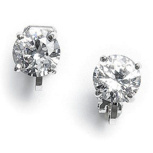 42081 1.3 CT Round Brilliant Diamond Stud Earring, 14K White Gold