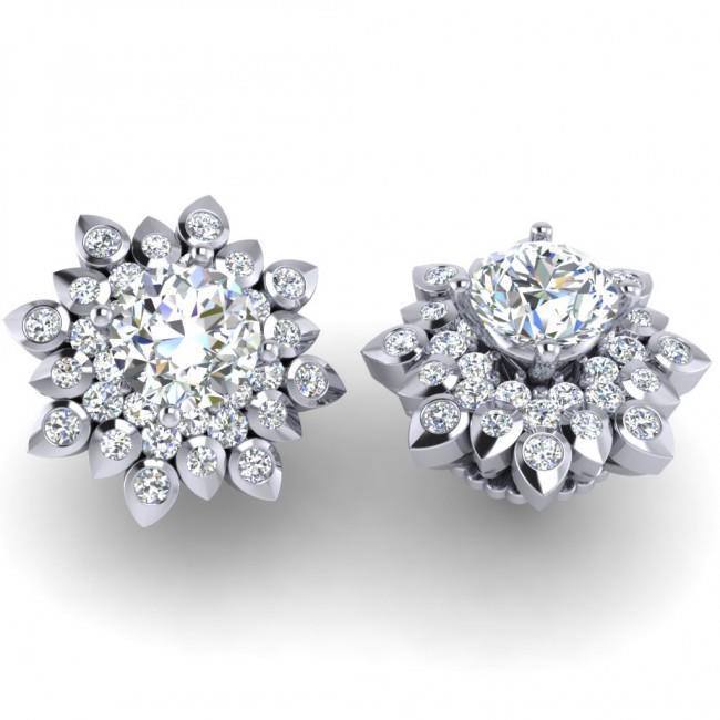 49058 Diamond 3.30 CT Flower Style Halo Stud Earrings, 14K White Gold -  Harry Chad Enterprises