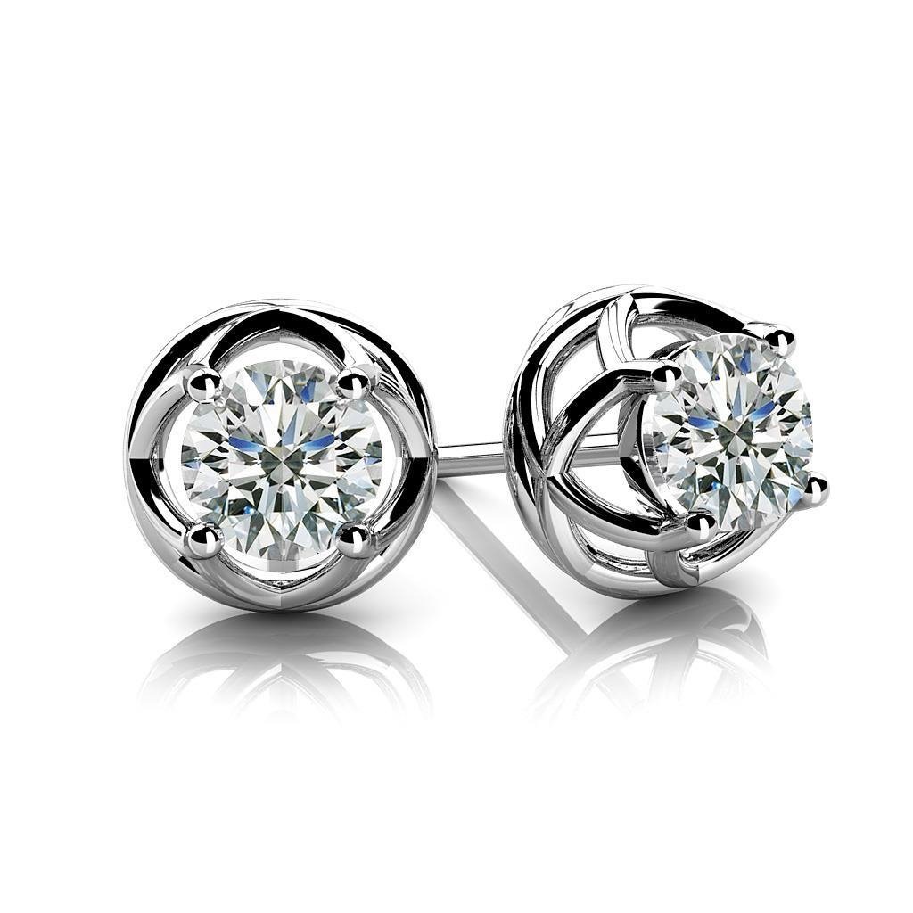 2 CT Sparkling Round Diamonds Teardrop Style Stud Earrings, White Gold