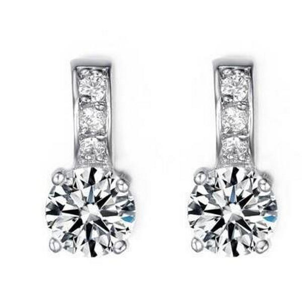 49090 2.60 CT Sparkling Round Cut Diamonds Lady Drop Earrings