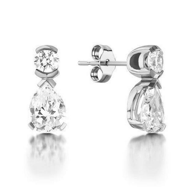 2.5 CT Pear & Round Cut Ladies Drop Earring