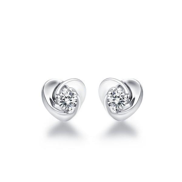 49126 2 CT Round Diamonds Heart Shape Womens Stud Earrings, White Gold
