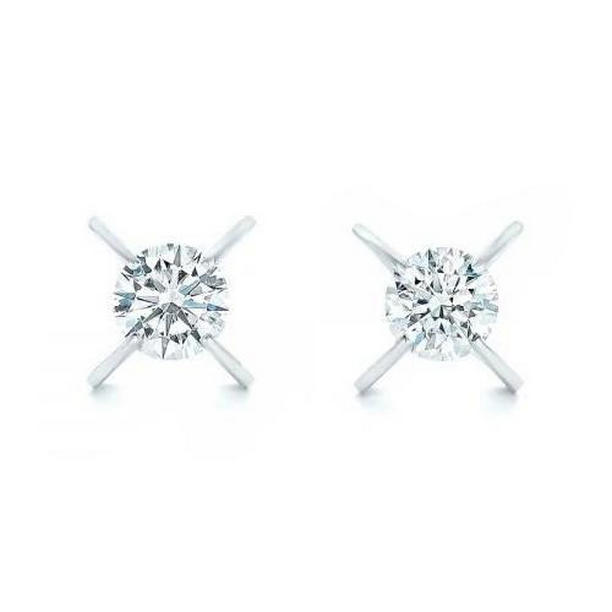 49129 2.00 CT Round Brilliant Cut Diamonds Womens Stud Earring, White Gold