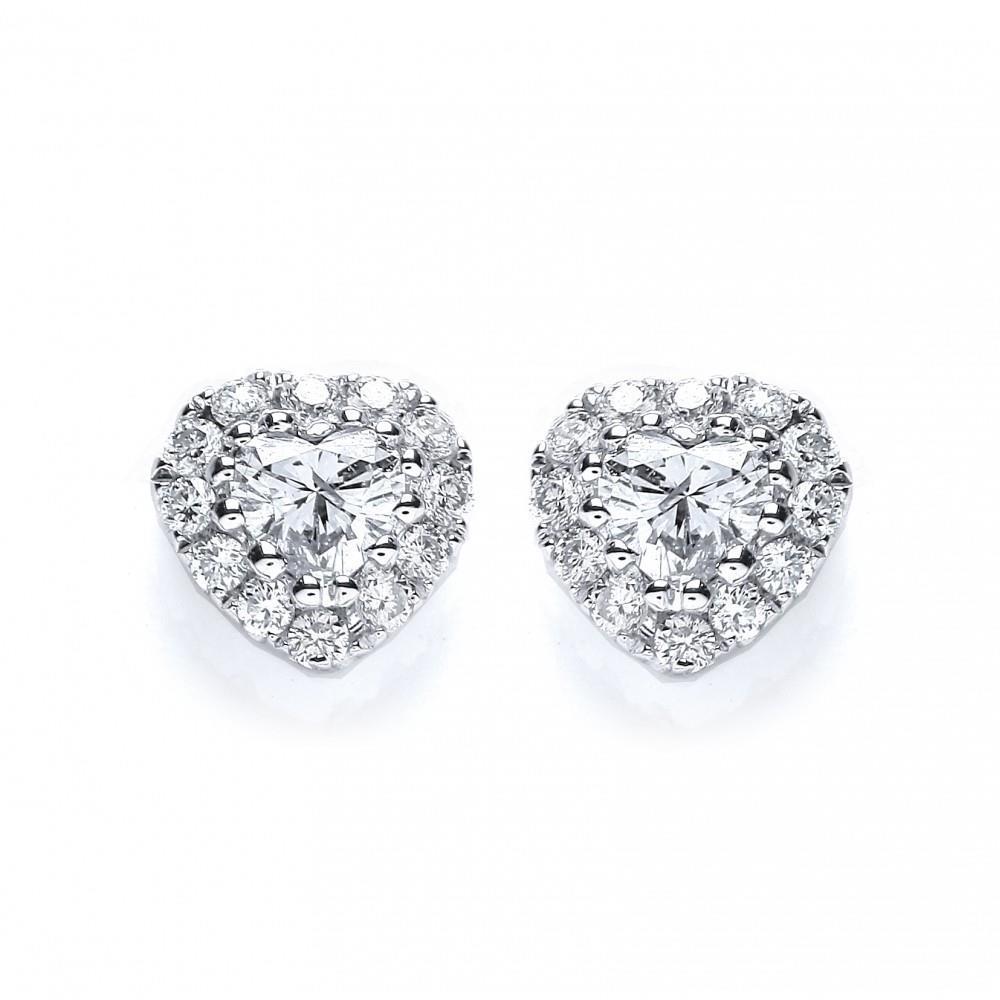 4.20 CT Heart & Round Diamond Lady Stud Earrings, 14K White Gold