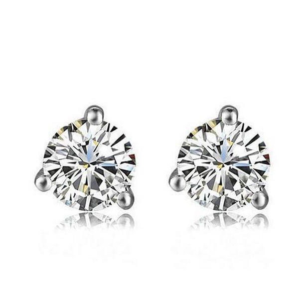 49186 2 CT Lady Sparkling Round Stud Diamond Fine Earring, White Gold