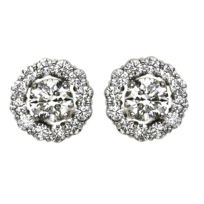 49210 3.20 CT Brilliant Cut Diamond Stud Halo Earring, White Gold