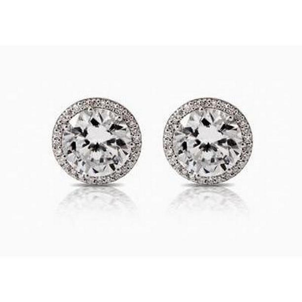 49240 2.80 CT White Gold Round Diamond Stud Halo Earring