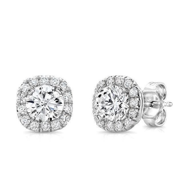 2.70 CT Round Brilliant Halo Diamond Ladies Stud Earring