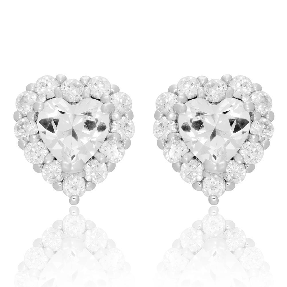 49270 2.80 CT Round & Heart Cut Diamond Halo Stud Earrings