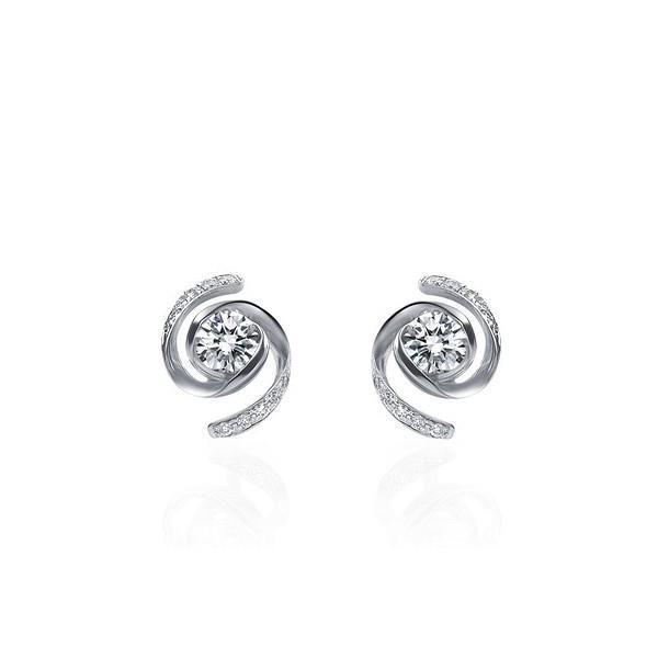 49283 3 CT Circle Shape Round Cut Diamonds Stud Earrings, White Gold