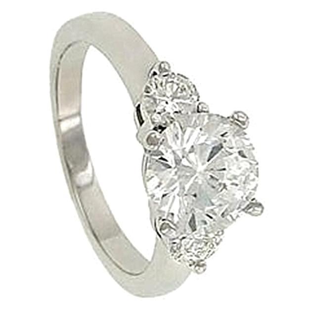 Picture of Harry Chad Enterprises 50478 2.01 Diamond Royal Three Stone Engagement Ring, 14K White Gold - Size 6.5