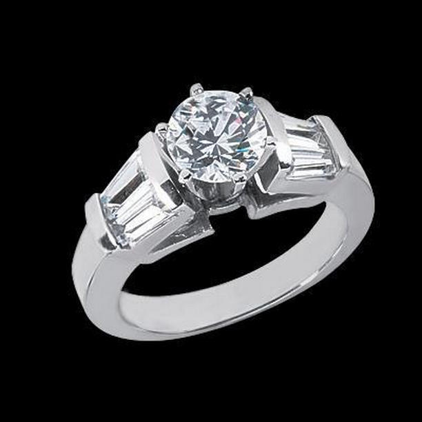 2.39 CT Diamonds White Gold Three Stone Engagement Ring, Size 6.5