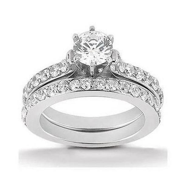 50496 Diamond Band Set 2.40 CT White Gold Engagement Ring, Size 6.5