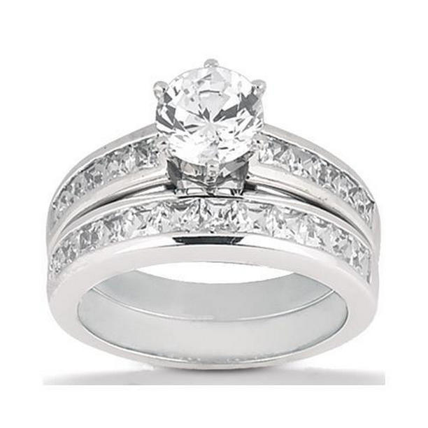 Picture of Harry Chad Enterprises 50497 2.85 CT Round & Princess Cut Diamond Engagement Ring Set&#44; Size 6.5