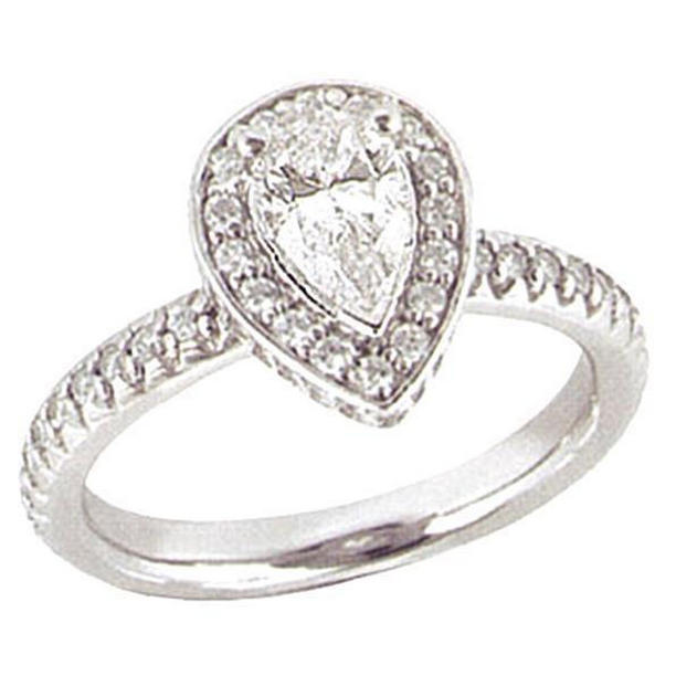 Picture of Harry Chad Enterprises 50565 2.01 CT Halo Diamond Engagement Pear Shape Ring, Size 6.5