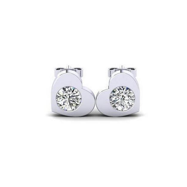 51860 1.00 CT Heart Shape Stud Earrings, 14K White Gold