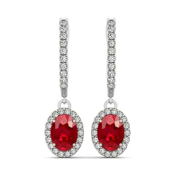 Picture of Harry Chad Enterprises 51893 14K White Gold Lady 4 CT Ruby & Diamonds Dangle Earrings