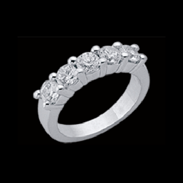 50571 2 CT 5 Stone White Gold Five Diamond Ring, Size 6.5