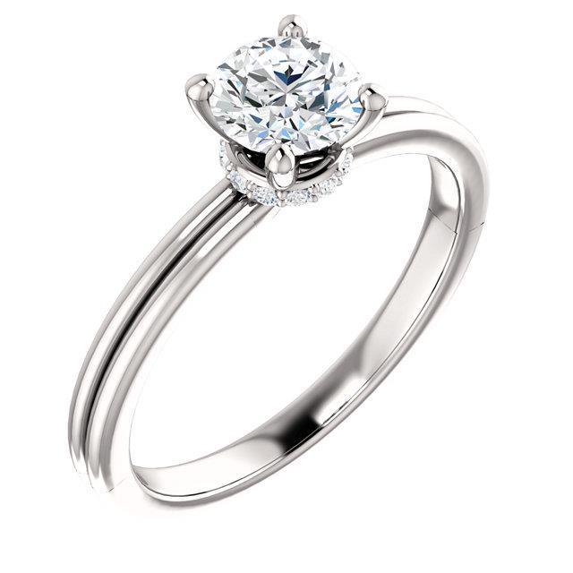 50577 Round Diamond 1.66 CT Prong Setting Engagement Ring, 14K White Gold - Size 6.5