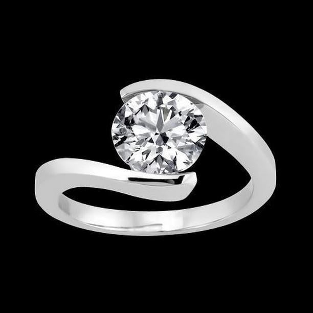 1.51 CT Diamond Cathedral Setting Solitaire Ring, White Gold - Size 6.5
