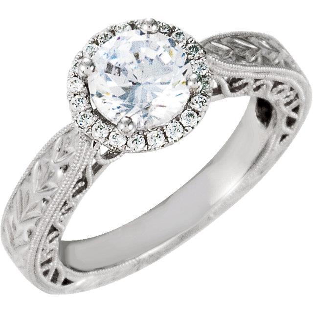 50588 Round Diamond Vintage Style 1.66 CT with Filigree Womens Halo Ring, Size 6.5 -  Harry Chad Enterprises