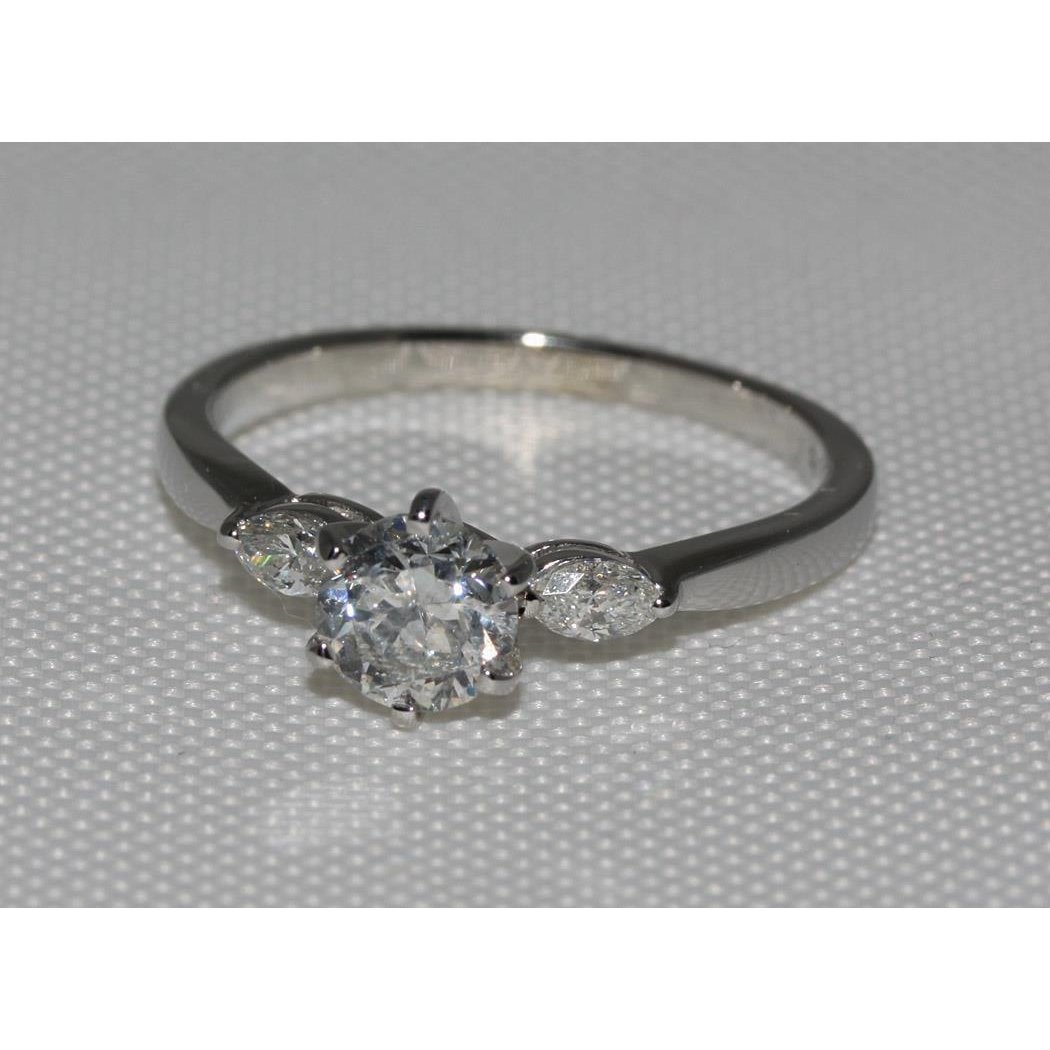 1.55 CT Diamonds 3 Stone White Gold Engagement Ring, Size 6.5